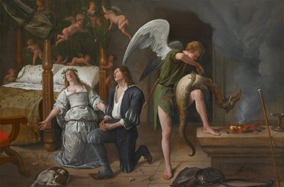 Tobias and Sarah Praying while Raphael Binds the Demon by Jan Havickszoon Steen